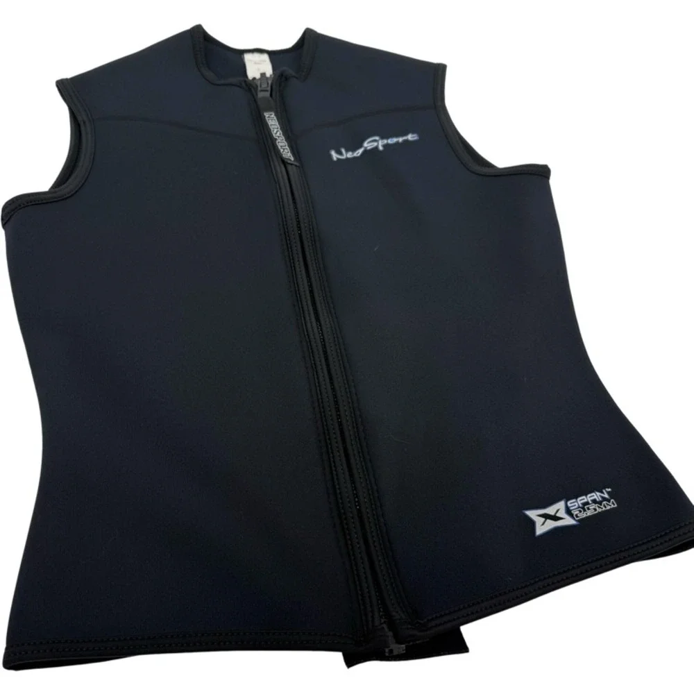 NeoSport Large Wetsuit Vest Black 2.5mm X-SPAN Full Zip Sleeveless‎ Scuba Unisex